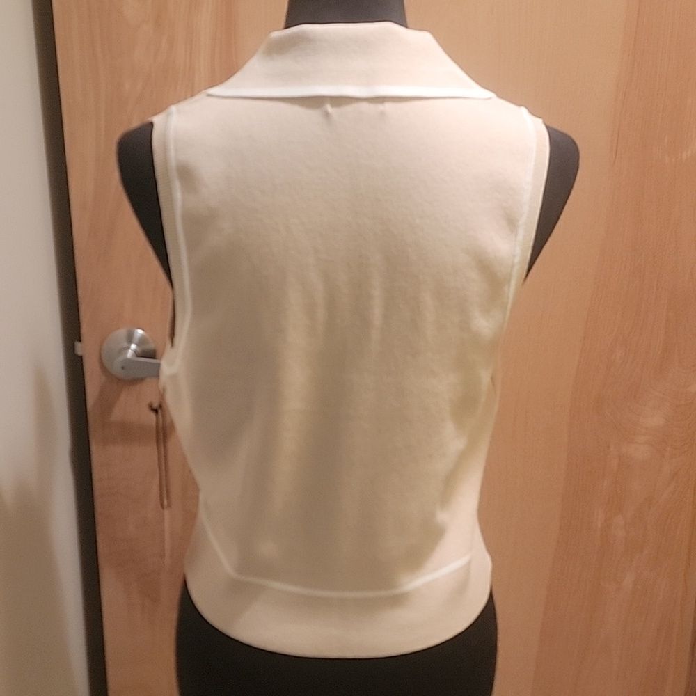 NWT Milk &Honey Beige /white Button Up Tank Top Sz L - Picture 5 of 9